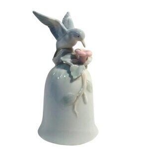 Vtg Porcelain Bell Hummingbird Pink Flower George Good 5.5”‎